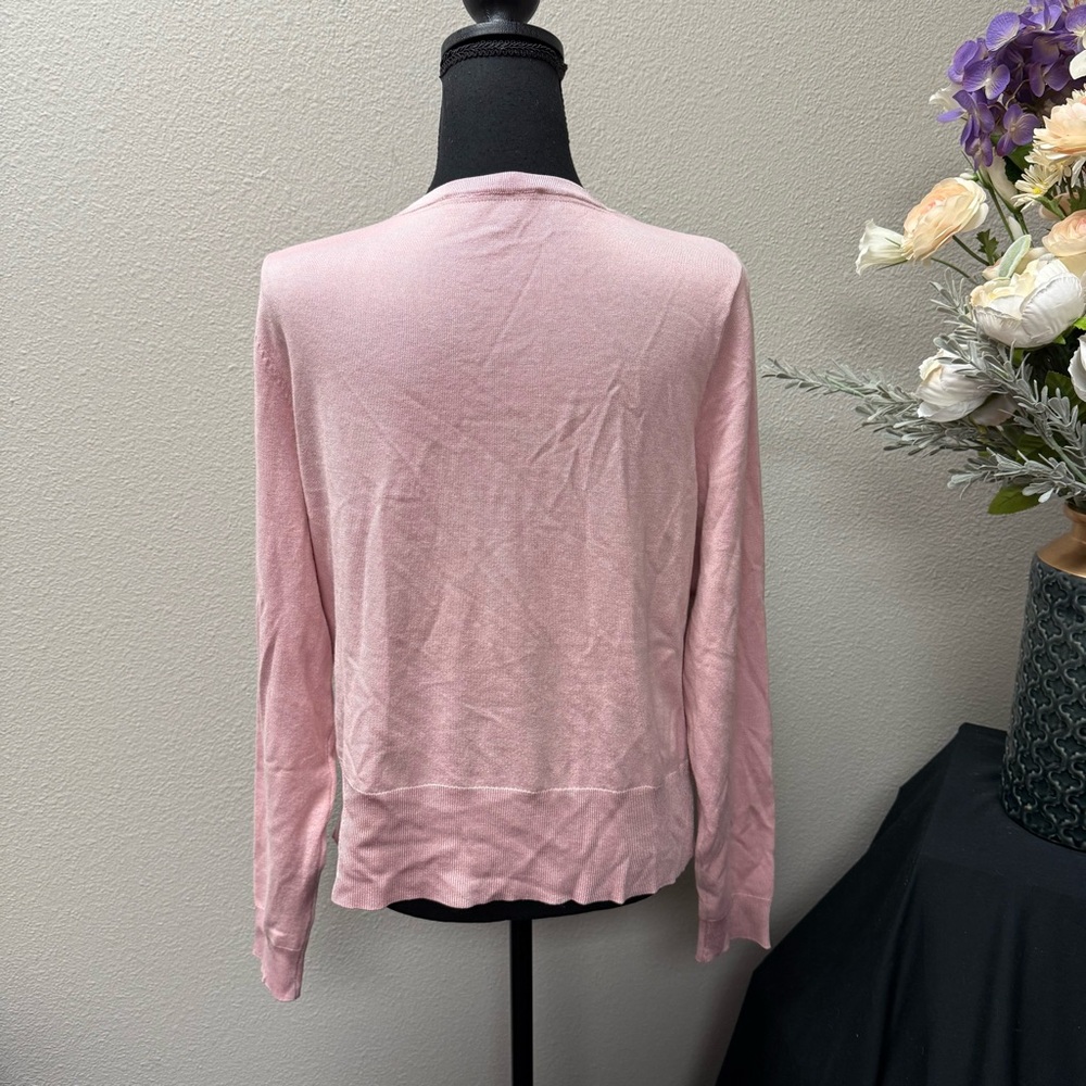 White House Black Market Pink Lightweight Button Cardigan Sweater XL Spring - Picture 4 of 8